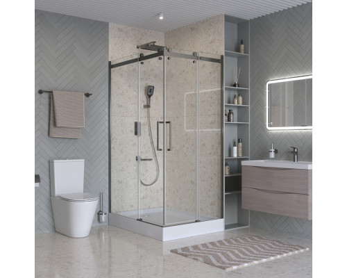 Душевой уголок BelBagno MARINO-2-AH-2-120/90-C-GM 120х90, профиль оружейная сталь, стекло прозрачное