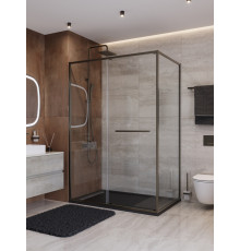 Душевой уголок CEZARES LUX-AH-FS-11-130/100-C-GM, 130х100 см, профиль оружейная сталь, стекло прозрачное