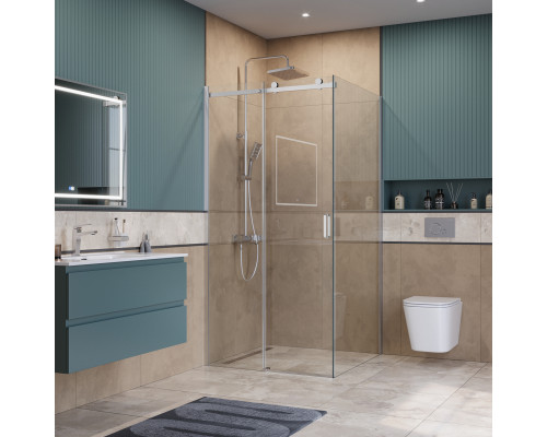 Душевой уголок BelBagno SOFT_CLOSE-2-A-1-100-C-Cr профиль хром, стекло прозрачное