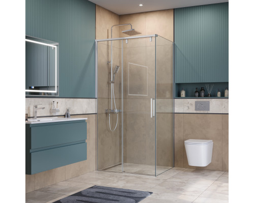 Душевой уголок BelBagno SOFT_CLOSE-1-AH-1-100/80-C-Cr профиль хром, стекло прозрачное
