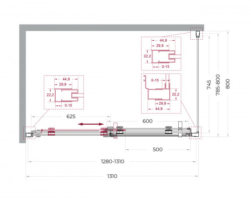 Душевой уголок BelBagno MARINO-2-AH-1-130/80-C-GM 130х80 см профиль оружейная сталь, стекло прозрачное