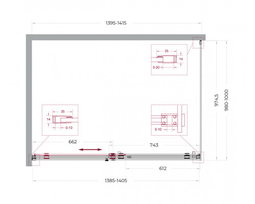 Душевой уголок BelBagno SOFT_CLOSE-2-AH-1-140/100-C-Cr профиль хром, стекло прозрачное