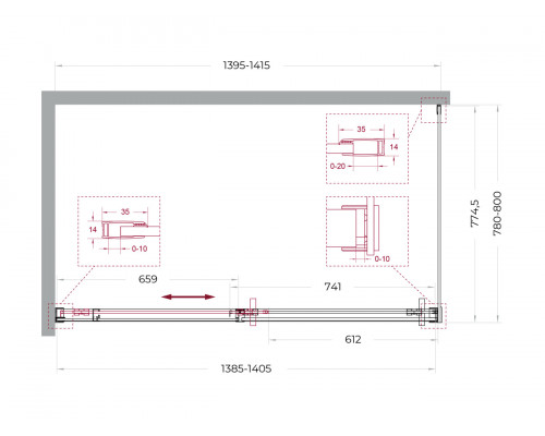 Душевой уголок BelBagno SOFT_CLOSE-1-AH-1-140/80-C-Cr профиль хром, стекло прозрачное