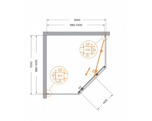 Душевой уголок CEZARES RELAX-304-P-1-100-C-BORO