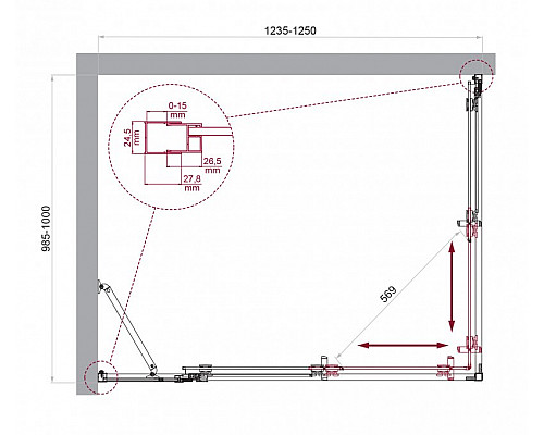 Душевой уголок BelBagno LUCE-AH-21-125/100-C-Cr