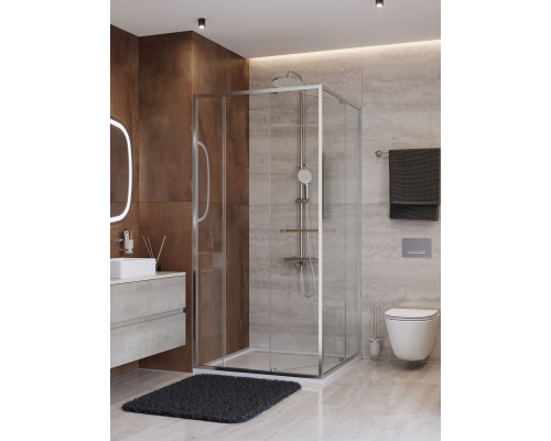 Душевой уголок CEZARES LUX-A-FS-11-100-C-CR, 100х100 см, профиль хром глянцевый, стекло прозрачное