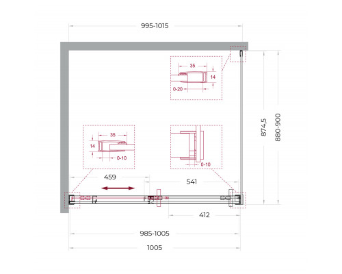 Душевой уголок BelBagno SOFT_CLOSE-1-AH-1-100/90-C-GM профиль оружейная сталь, стекло прозрачное