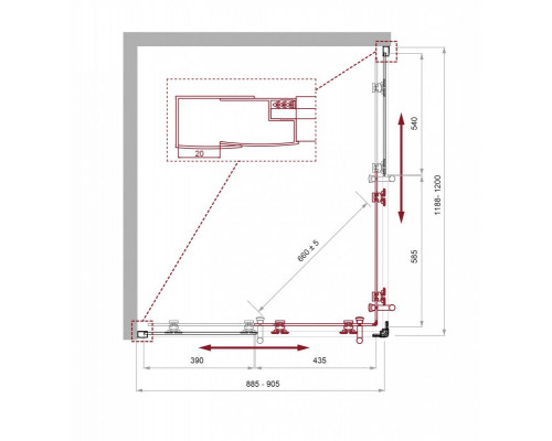 Душевой уголок BelBagno UNO-195-AH-2-120/90-C-NERO