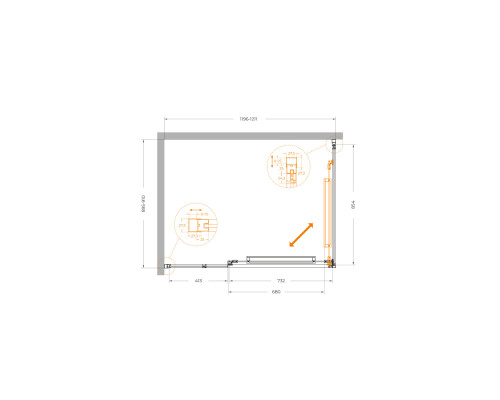 Душевой уголок CEZARES LUX-AH-FS-11-120/90-C-GM, 120х90 см, профиль оружейная сталь, стекло прозрачное