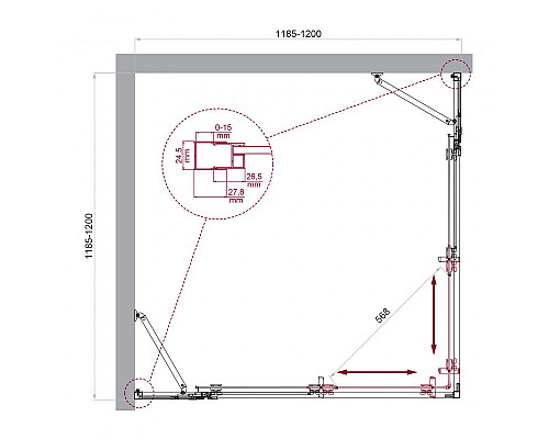 Душевой уголок BelBagno LUCE-A-22-100+20-C-Cr