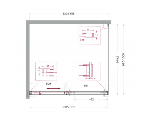 Душевой уголок BelBagno SOFT_CLOSE-1-AH-1-110/100-C-Cr профиль хром, стекло прозрачное