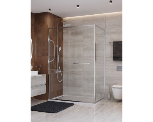 Душевой уголок CEZARES LUX-AH-FS-11-140/100-C-CR, 140х100 см, профиль хром, стекло прозрачное