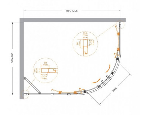 Душевой уголок CEZARES MOLVENO-RH-2-120/90-C-BORO-IV