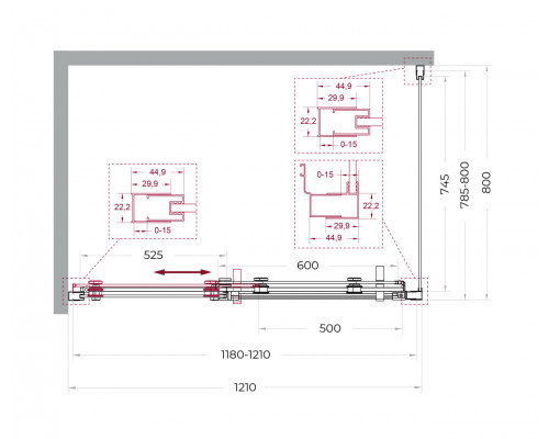 Душевой уголок BelBagno MARINO-2-AH-1-120/80-C-CR 120х80 см, профиль хром, стекло прозрачное