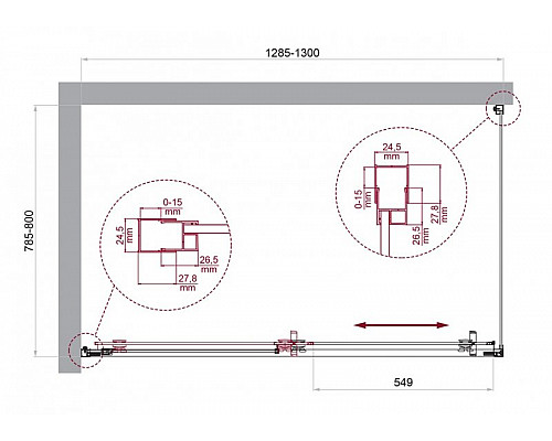 Душевой уголок BelBagno LUCE-AH-1-130/80-C-Cr