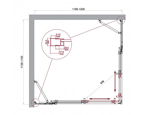 Душевой уголок BelBagno LUCE-AH-22-120/115-C-Cr