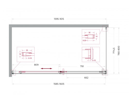 Душевой уголок BelBagno SOFT_CLOSE-1-AH-1-160/80-C-GM профиль оружейная сталь, стекло прозрачное