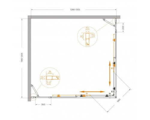 Душевой уголок CEZARES MOLVENO-AH-22-130/120-C-GM-IV