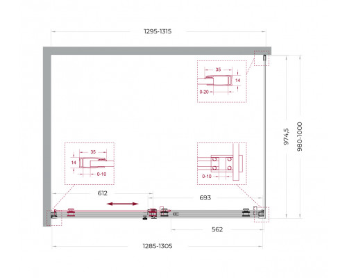 Душевой уголок BelBagno SOFT_CLOSE-2-AH-1-130/100-C-Cr профиль хром, стекло прозрачное