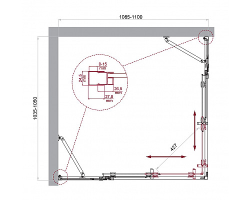 Душевой уголок BelBagno LUCE-AH-22-110/105-C-Cr