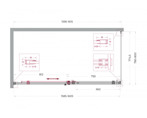 Душевой уголок BelBagno SOFT_CLOSE-2-AH-1-160/80-C-GM профиль оружейная сталь, стекло прозрачное