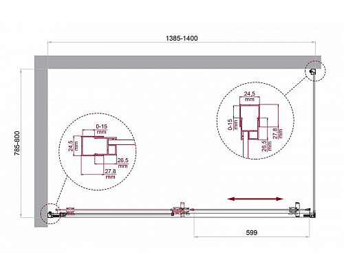 Душевой уголок BelBagno LUCE-AH-1-140/80-C-Cr