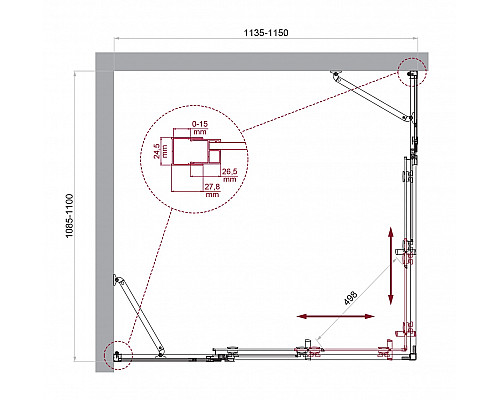 Душевой уголок BelBagno LUCE-AH-22-115/110-C-Cr