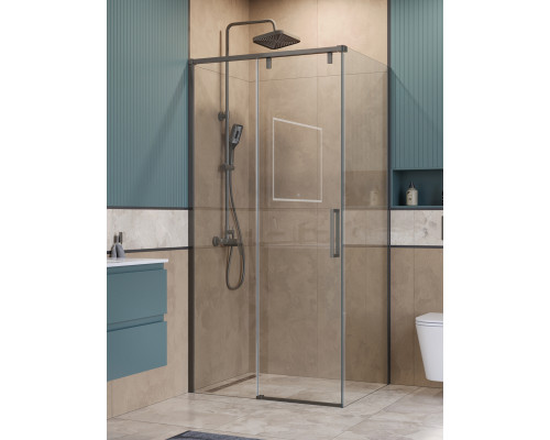 Душевой уголок BelBagno SOFT_CLOSE-1-AH-1-100/80-C-GM профиль оружейная сталь, стекло прозрачное