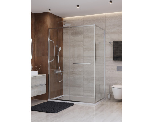 Душевой уголок CEZARES LUX-AH-FS-11-130/90-C-CR, 130х90 см, профиль хром глянцевый, стекло прозрачное