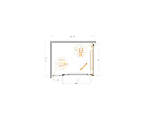 Душевой уголок CEZARES LUX-AH-FS-11-100/80-C-GM, 100х80 см, профиль оружейная сталь, стекло прозрачное