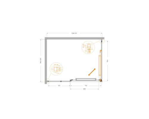 Душевой уголок CEZARES LUX-AH-FS-11-130/100-C-CR, 130х100 см, профиль хром глянцевый, стекло прозрачное