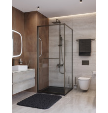 Душевой уголок CEZARES LUX-AH-FS-1-90/100-C-GM, 90х100 см, профиль оружейная сталь, стекло прозрачное