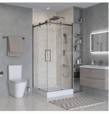 Душевой уголок BelBagno Marino-2-A-2-90-C-GM 90x90, профиль оружейная сталь, стекло прозрачное