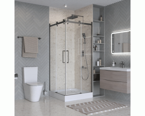 Душевой уголок BelBagno Marino-2-A-2-90-C-GM 90x90, профиль оружейная сталь, стекло прозрачное