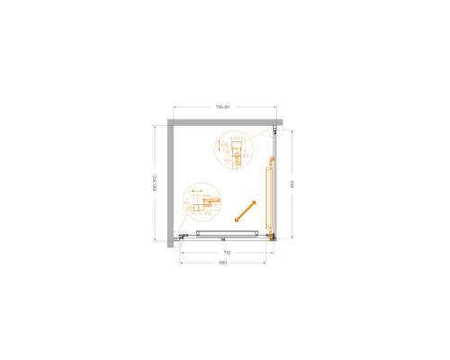 Душевой уголок CEZARES LUX-AH-FS-1-80/90-C-CR, 80х90 см, профиль хром глянцевый, стекло прозрачное