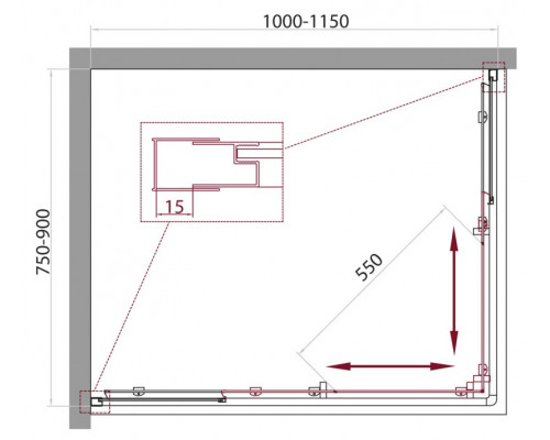 Душевой уголок BelBagno UNIQUE-AH-2-100/115-75/90-M-Cr