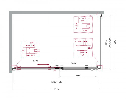 Душевой уголок BelBagno MARINO-2-AH-1-140/90-C-GM 140х90 см профиль оружейная сталь, стекло прозрачное