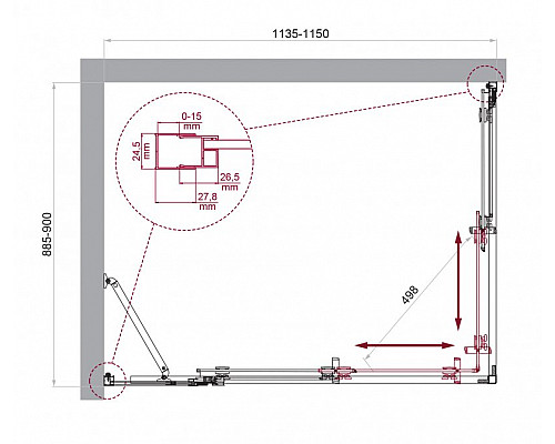 Душевой уголок BelBagno LUCE-AH-21-115/90-C-Cr