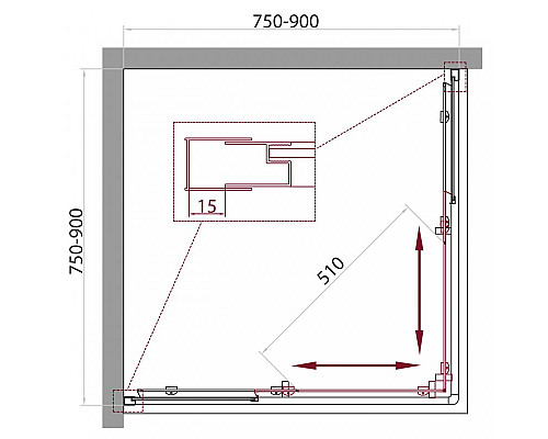 Душевой уголок BelBagno UNIQUE-A-2-75/90-M-Cr