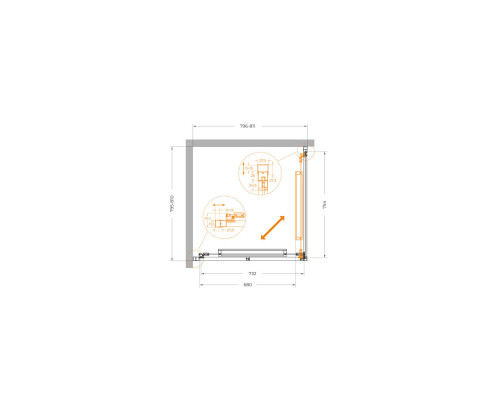 Душевой уголок CEZARES LUX-A-FS-1-80-C-GM, 80х80 см, профиль оружейная сталь, стекло прозрачное