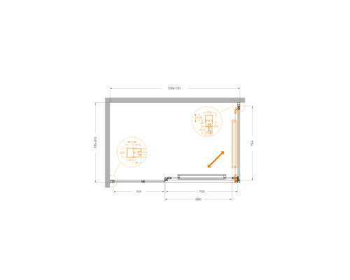 Душевой уголок CEZARES LUX-AH-FS-11-130/80-C-GM, 130х80 см, профиль оружейная сталь, стекло прозрачное