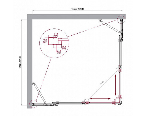 Душевой уголок BelBagno LUCE-AH-22-125/120-C-Cr