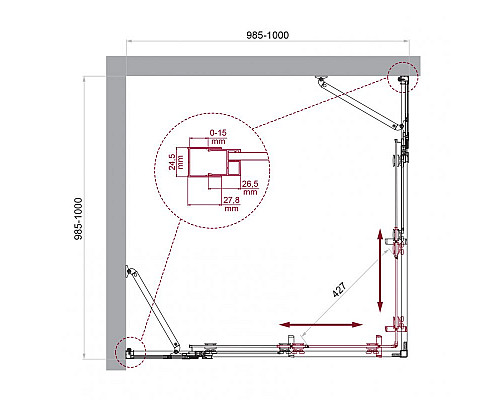 Душевой уголок BelBagno LUCE-A-22-80+20-C-Cr