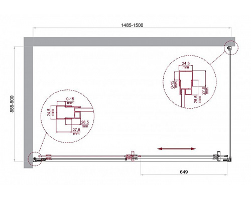 Душевой уголок BelBagno LUCE-AH-1-150/90-C-Cr