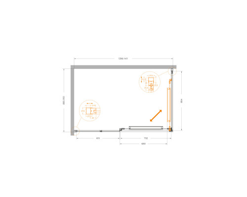Душевой уголок CEZARES LUX-AH-FS-11-140/90-C-GM, 140х90 см, профиль оружейная сталь, стекло прозрачное