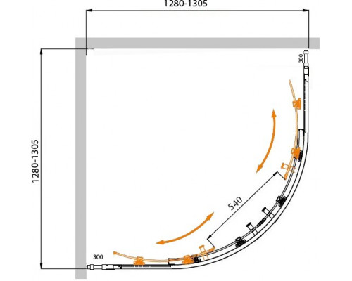 Душевой уголок CEZARES MOLVENO-R-22-100+30-C-Cr-IV