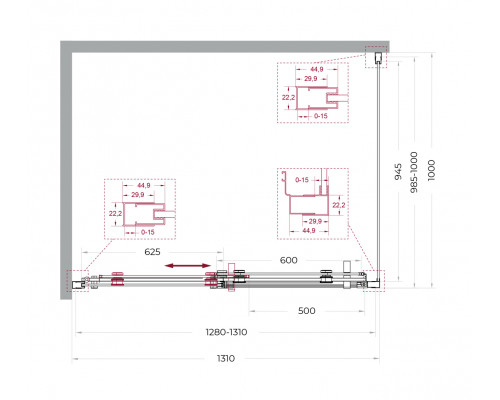 Душевой уголок BelBagno MARINO-2-AH-1-130/100-C-CR 130х100 см профиль хром, стекло прозрачное