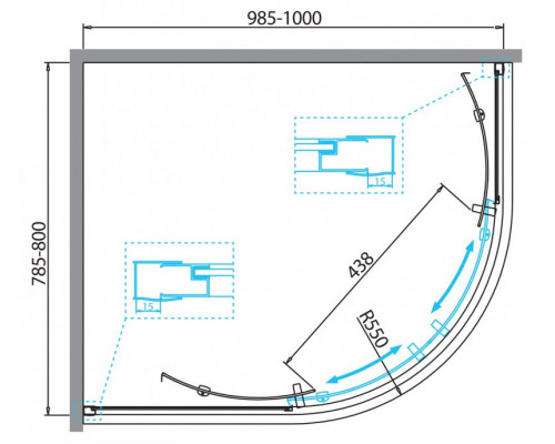 Душевой уголок BelBagno DUE-RH-2-100/80-C-Cr