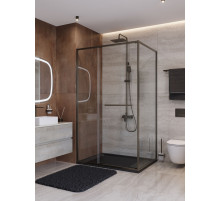 Душевой уголок CEZARES LUX-AH-FS-11-120/100-C-GM, 120х100 см, профиль оружейная сталь, стекло прозрачное