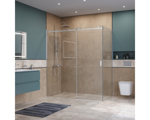 Душевой уголок BelBagno SOFT_CLOSE-2-AH-1-180/80-C-Cr профиль хром, стекло прозрачное